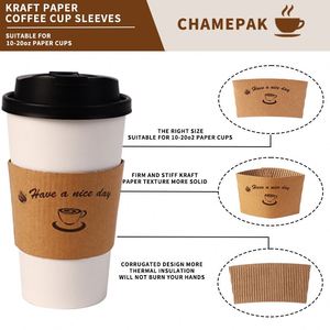 Disposable Kraft Paper Cup Sleeves Eco-friendly Coffee Corrugated Paper Cup Sleeves Milk Tea Paper Cups Sleeve for Hot Drinks - Product Image 5