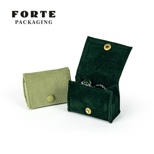 FORTE Mini Portable Suede Jewelry Pouch Custom Logo Printed Velvet <b>Envelop</b> Flap Pouches Jewelry <b>Gift</b> Bag With Button Closure - Product Image 2