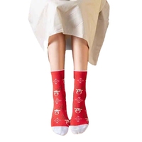 Chaussettes de Noël prêtes à être expédiées, en mélange de coton, mi-mollet, tailles variées, motif Père Noël, bonhomme de neige, dessin animé, cadeau de Noël idéal