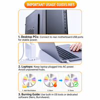 Lecteur de DVD externe USB 2.0 Aigo G90, lecteur/graveur de CD/DVD mince pour la numérisation de musique sur CD audio, compatible avec ordinateur portable, PC, Windows 11, Mac