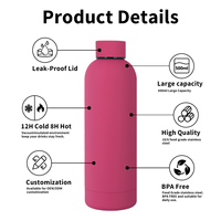 ZREGGUR Termo Deportivo Personalizado con Logo 500 ml, Botella de Agua Térmica de Acero Inoxidable con Doble Pared Aislante y Pintura de Goma