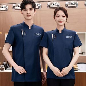 ชุดยูนิฟอร์มครัวระดับไฮเอนด์ แขนสั้น สำหรับร้านเค้ก โรงแรม ปักลายตามสั่ง พิมพ์ลาย ชุดทำงาน เสื้อเชฟร้านอาหาร - Product Image 1