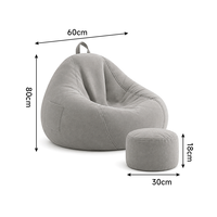 Fauteuil pouf confortable avec repose-pieds ottoman, chaise de relaxation en tissu doux pour salon, chambre, dortoir et espace de jeu