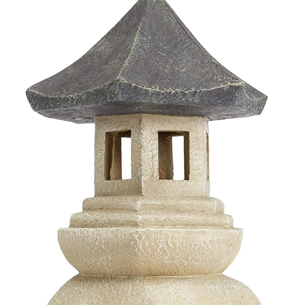 Asian Decor Pagoda Lanterna Esterna Statua di Grandi Dimensioni 17 Pollici Polyresin Due Tono di Pietra