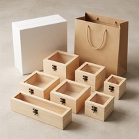 Boîte en pin brut Landy avec couvercle en verre pour loisirs créatifs, rangement de souvenirs, présentoir à bijoux, emballage en gros