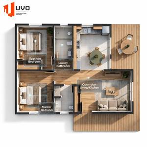 Villa modulaire de luxe préfabriquée UVO de 52 m² avec toit en pente, maison de villégiature moderne, cabane, bureau, magasin, conforme aux normes AS NZS CE ISO pour les marchés américain et australien - Product Image 3