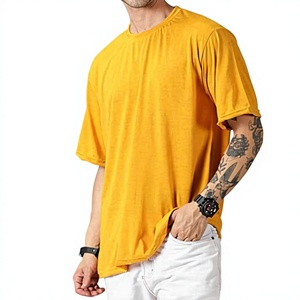 Camiseta de Algodón para Hombre, Cuello Redondo, Manga Corta, Color Amarillo Mostaza, Corte Regular, Estilo Casual, Tejido Jersey - Product Image 2