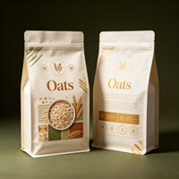 Sac d'emballage personnalisé à fond plat pour céréales, flocons d'avoine et son d'avoine, qualité alimentaire, avec impression de marque