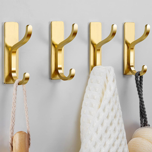 Crochets adhésifs pour serviettes de salle de bain Cintre mural Porte métallique solide et porteuse Crochets pour vêtements sur le mur arrière - Product Image 3