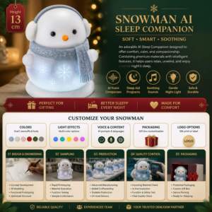 XDT Poupée en peluche intelligente AI Bonhomme de neige multi-positions en ABS, avec fonctions de lancer, de couchage, de câlin et de ronflement, intégrant le support ChatGPT, OEM ODM 51 99cm - Product Image 6