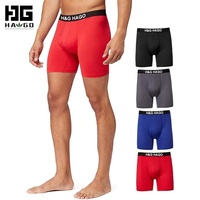 HAGO OEM ODM Boxers Rouges pour Hommes, Lot de 4, Sous-vêtements Actifs en Maille Respirante, Séchage Rapide, Performance, Modal, Micro-Slip avec Poche