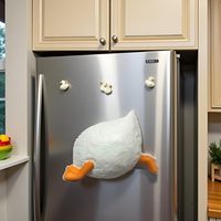 Aimant de réfrigérateur en résine blanche en forme de bec de canard, figurine animale miniature mignonne pour la maison, la cuisine, le bureau, les casiers