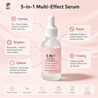 Sérum multi-effets 5-en-1 pour le cou FKY, sérum à la vitamine C, sérum éclaircissant pour le cou, soin quotidien pour unifier le teint de la zone du cou