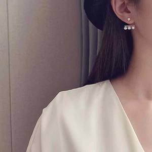 Queen's Balance oreille oreille clou 4-5MM naturel haute qualité perle d'eau douce Double porter boucles d'oreilles et bijoux - Product Image 4