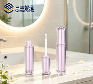 Round Pink <b>Lip</b> Gloss Tube With Clear Outer Tube Customizable <b>Lip</b> Glaze Container ODM Empty Plastic Cosmetic Packaging - Product Image 5