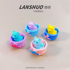 ตุ๊กตาแมวลันชัวในตะกร้า ของตกแต่งเรซิ่นพลาสติกขนาดเล็ก ของประดับตกแต่งโต๊ะทำงานสำหรับทุกเพศ ฤดูร้อน 2024 ผลิตจากเมืองอี้หวู่ - Product Image 2