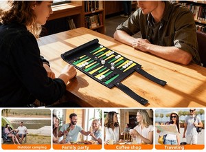 Backgammon <span class=keywords><strong>da</strong></span> Viaggio Arrotolabile, <span class=keywords><strong>Giochi</strong></span> <span class=keywords><strong>da</strong></span> Tavolo Portatili in Pelle PU, Set di Backgammon per Adulti - Product Image 3