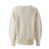 Pull-over en laine et coton tricoté épais de haute qualité pour femme, col rond, manches bouffantes, style décontracté, automne-hiver, fabrication OEM ODM