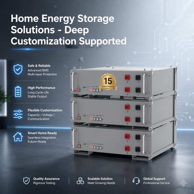 Stackable Home Energy Storage System 51.2V 100Ah LifePO4 Lithium Battery 10KWh 15KWh 20KWh AC Power System for Solar Storage