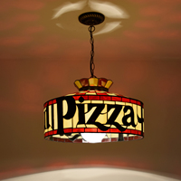 Lámpara Colgante de Techo Estilo Tiffany Personalizada para Restaurante de Pizza, Lámparas Colgantes de Techo Retro para Restaurante