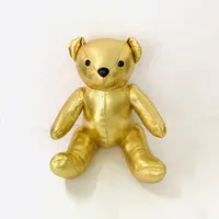 Jouets Super doux en cuir PU doré mignon ours en peluche avec étiquette privée