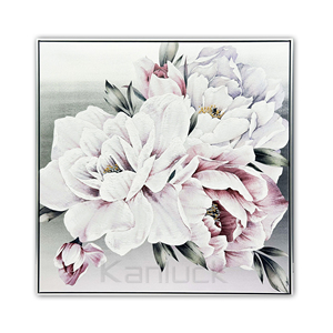 Quadro Moderno Dipinto a Mano con <span class=keywords><strong>Fiori</strong></span> <span class=keywords><strong>su</strong></span> <span class=keywords><strong>Tela</strong></span> con Cornice, Stampa UV Originale 75x75cm 6 Colori - Product Image 2