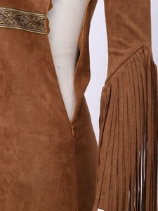 <b>Cowgirl</b> Western Dance <b>Dress</b> Women Faux Suede Fringe Line Dance Costume V Neck Embroidered Bodycon Mini <b>Dress</b> Back Keyhole - Product Image 4