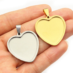 Ciondoli a Cuore Vuoti in Acciaio Inossidabile con Base a Castone, all'Ingrosso, per Creazione di Collane Fatte in Casa, Bigiotteria Fai da Te, Artigianato e Arte con Resina - Product Image 5