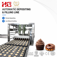 Ligne de production de gâteaux fourrés entièrement automatique HG, machine à fabriquer des gâteaux fourrés avec système de remplissage servo 500 kg/h