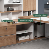 Bureau de direction moderne en forme de L, convertible, avec cadre en bois, pliable et extensible