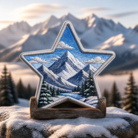 Écussons brodés personnalisés avec logo, motif étoile, montagne hivernale, neige, détails, à thermocoller pour sac à dos de montagne hivernale