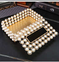 Boîte à mouchoirs de luxe en laiton couleur or perle avec fermoir, organisateur de bureau, présentoir à bijoux pour la maison et le bureau