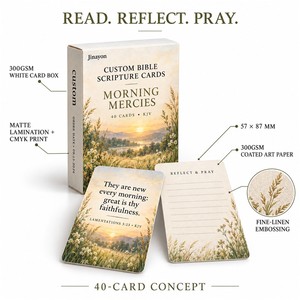 Cartes <span class=keywords><strong>de</strong></span> prière dévotionnelles personnalisées avec des versets bibliques MORNING MERCIES KJV, 57x87mm, lot <span class=keywords><strong>de</strong></span> 40 cartes, cadeau chrétien - Product Image 3