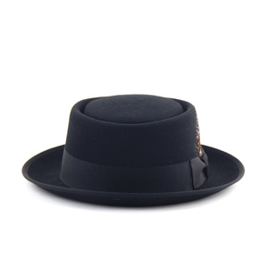 Qianlihua − chapeau en laine pour femmes, doublure <span class=keywords><strong>de</strong></span> <span class=keywords><strong>plume</strong></span>, personnalisé, accessoire <span class=keywords><strong>de</strong></span> cochon noir, style Fedora, vente en gros - Product Image 2