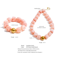 Ensemble de bijoux XY 8175, collier et bracelet en acier inoxydable plaqué or 18 carats, motif marbré multicolore, perles acryliques