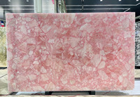 Dalles de marbre rose en cristal naturel, quartz rose, marbre translucide, design de comptoir en marbre rétroéclairé
