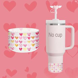 Hearts Bows Rabbits Flowers Prints Protector de silicona Tumbler <span class=keywords><strong>Boot</strong></span> Funda de silicona antideslizante para 20-40 oz Stanley Cup Accesorio - Product Image 3