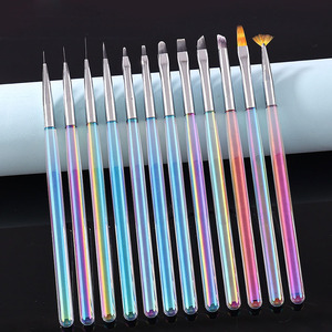 Ensemble de pinceaux à ongles en gel avec manche transparent en acrylique personnalisé avec logo, pour la peinture de fleurs ombrées, pinceaux de manucure pour salon - Product Image 1