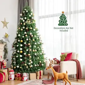 8FT Artificial Xmas Tree With Pine Cone Berries Auto-Spread Christmas Trees For Home Office Party Decoration