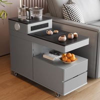 Table d'appoint de canapé, style moderne minimaliste, luxe léger de style italien, table à thé mobile, table basse haut de gamme couleur crème