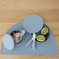 Assiette pour bébé en silicone sans BPA avec plateau à couvercle, vaisselle en silicone pour bébé enfants tout-petits