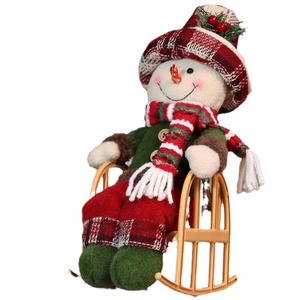 Figura Decorativa Navideña Retro de Santa Claus en Postura Sentada con Manta a Cuadros e Iluminación, Regalo Navideño - Product Image 5