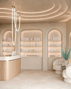Mobilier de magasin de cosmétiques sur mesure |   Meuble de présentation pour maquillage |   Vitrine à parfums en bois avec éclairage LED pour boutique de beauté - Product Image 4