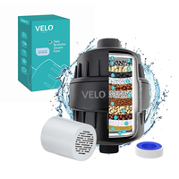 Filtre de Douche Revitalisant Noir à Haut Débit 10/15/20 Étapes, Tête de Douche Filtrante Anti-Chlore pour Soin de la Peau et des Cheveux
