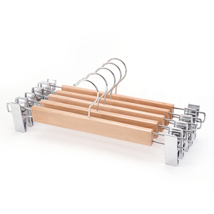 Custom High Grade Wooden Pants <strong>Hangers</strong> Space Saving 360 Swivel Hook Clothes <strong>Hanger</strong> With Flat <strong>Clips</strong> - Product Image 1
