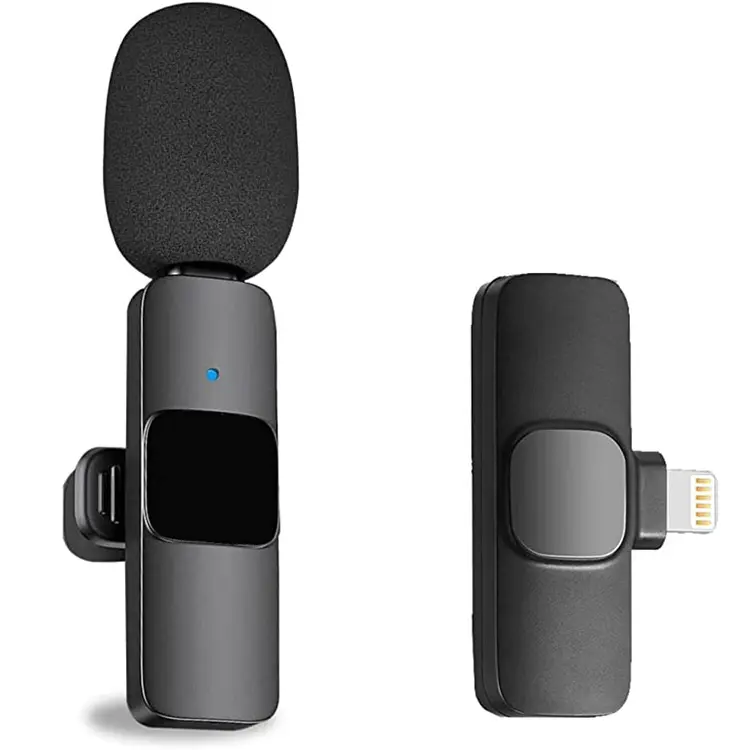 2022 K1 Kéo IOS USB Di Động Ghi Âm Lav Mic Clip-On Microphone Hệ Thống Không Dây 2.4G Sống Lavalier Điện Thoại Không Dây Microphone