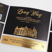 Étiquettes de vin personnalisées en feuille d'or pour bouteilles en verre, impression d'étiquettes de spiritueux noires mates de luxe, branding de cave à vin, marquage à chaud