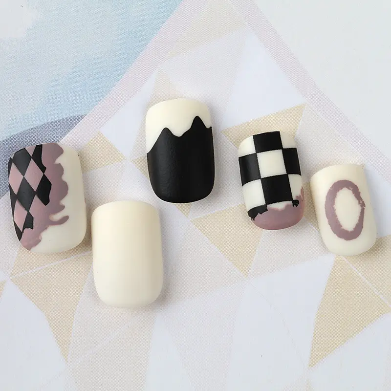 24Pcs Detachable Square Coffin Cute False Nails Fingernail Wearing Short Fake Form Tips Seamless Press On Nail Art Full Cover