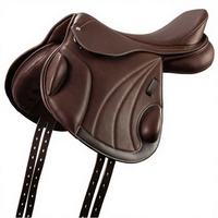 Horsekraft HK-SD30 Selle de dressage anglaise en cuir italien de haute qualité, monoflap, acier inoxydable, siège rembourré en plastique souple