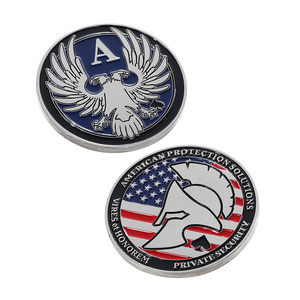 Personalizzare lo <span class=keywords><strong>smalto</strong></span> <span class=keywords><strong>lucido</strong></span> 3D Us Logo collezioni all'ingrosso argento placcato in metallo in lega di zinco doppia faccia gettone - Product Image 3